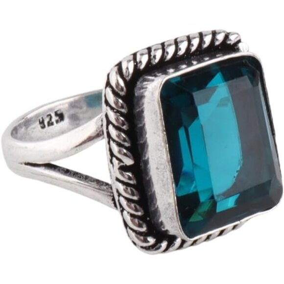 Apatite Genuine Crown Gemstone S925 Silver Boho Ring